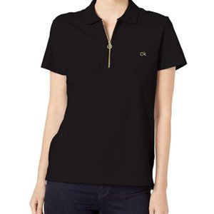 Women's short sleeve polo shirt with zipper